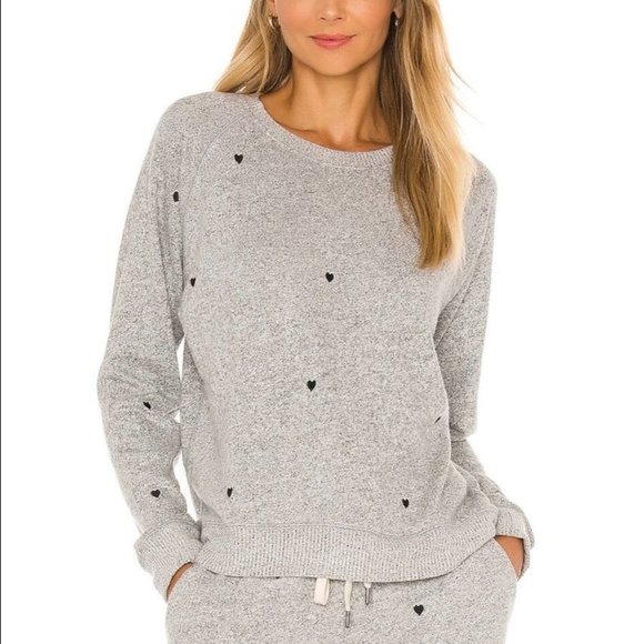 Rails Sweaters - Rails Callahan Sweatshirt in Melange Grey Black Hearts, M